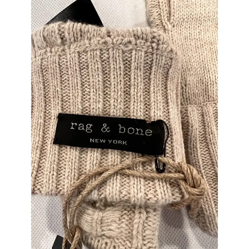 Rag & Bone Fingerless Branson Gloves Oatmeal Cotton,Wool & Cashmere Blend
